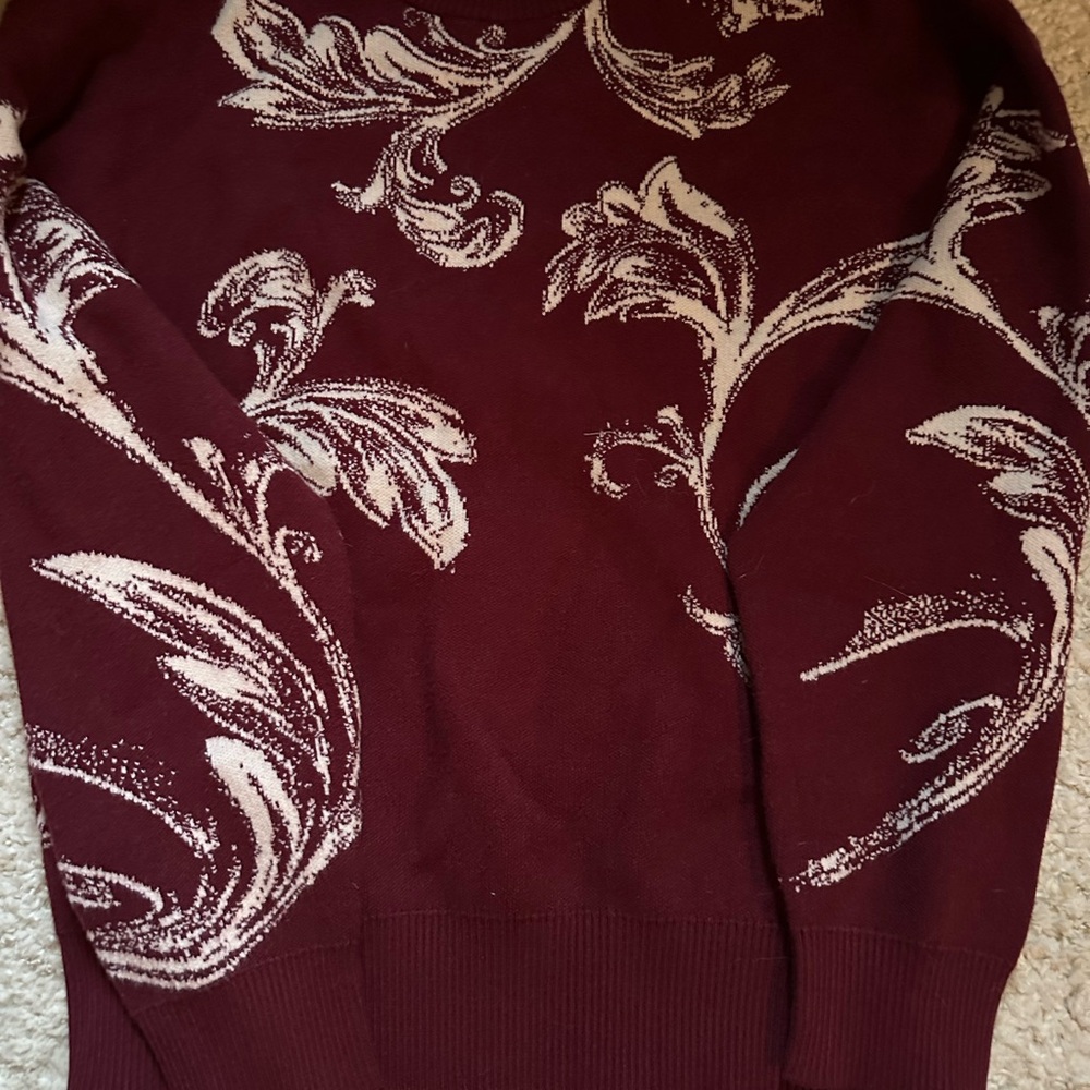 Cider Wine Sweater with Floral Design